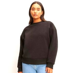 Everlane the renew fleece oversized crew sweatshirt black small NWT